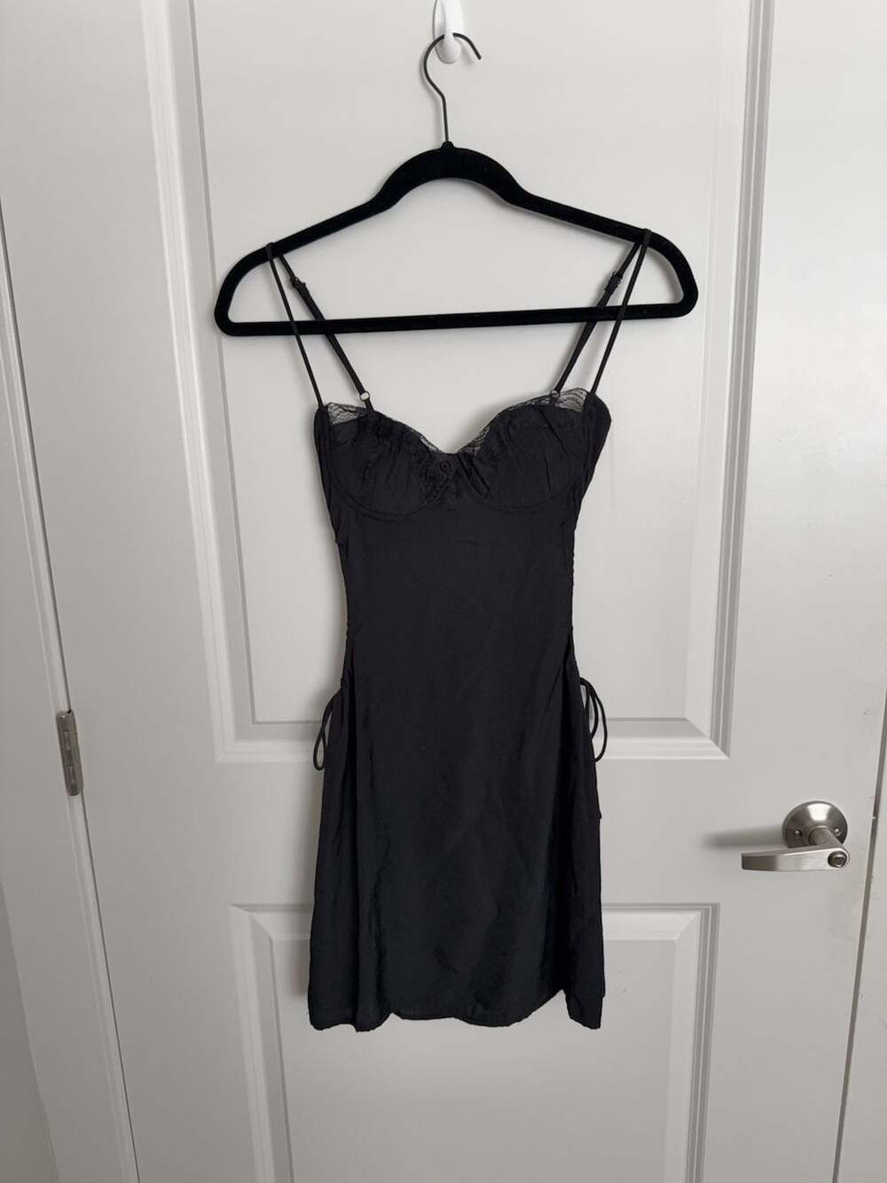 Princess Polly Black Lace Trim Corset Mini Dress Size 6